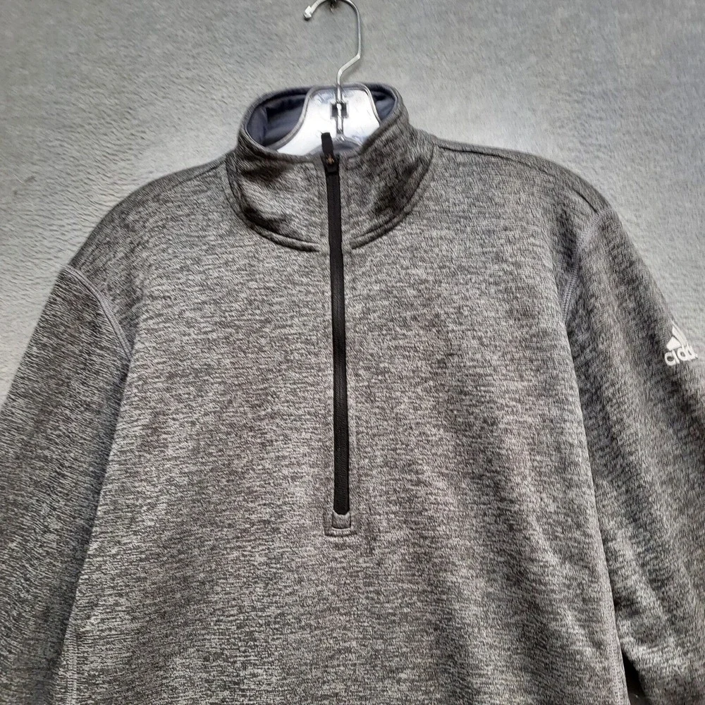 Adidas Men Sweatshirt Medium Gray 1/4 Zip Logo‎ Fleece Pullover